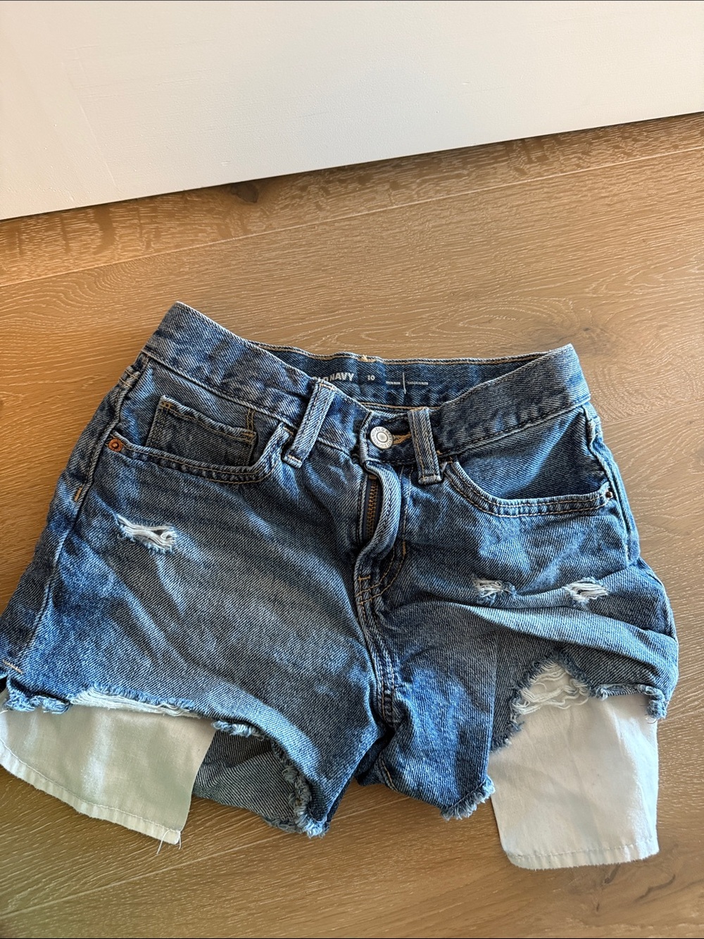 Old Navy Blue Distressed Denim Shorts with Frayed Hem